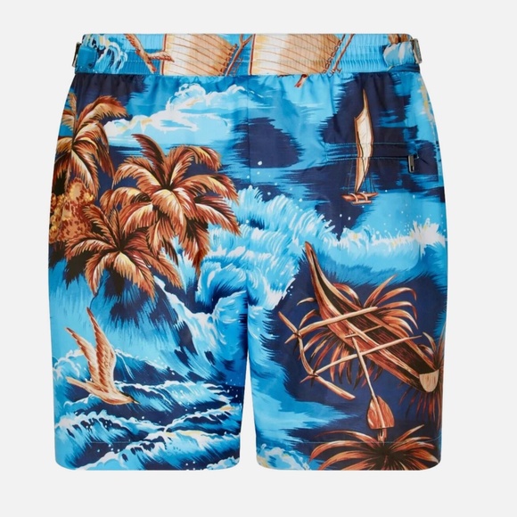Dolce & Gabbana Mens Swim Trunks Hawaiian Shorts Size 50 Beach Box + Pouch - Picture 2 of 8